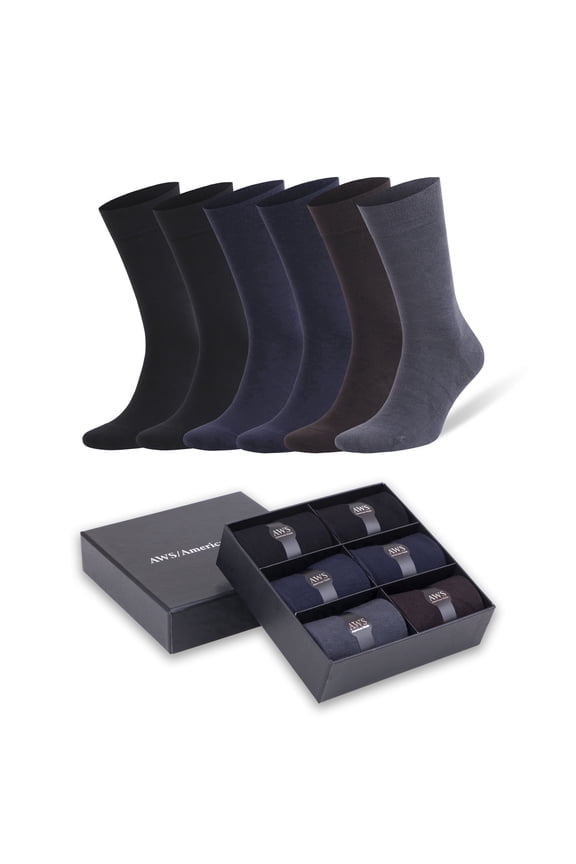 Bamboo Dress Socks for Men 6 Pairs with Gift Box Shoe Size 8 to 11.5 (Style 5)