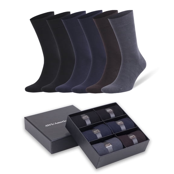 Bamboo Dress Socks for Men 6 Pairs with Gift Box Shoe Size 8 to 11.5 (Style 5)