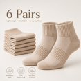 thumbnail image 1 of 6 Pairs Beige Women's Running Ankle Socks Athletic Sport Socks Cushioned, 1 of 9