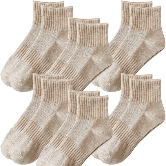 6 Pairs Beige Women's Running Ankle Socks Athletic Sport Socks Cushioned