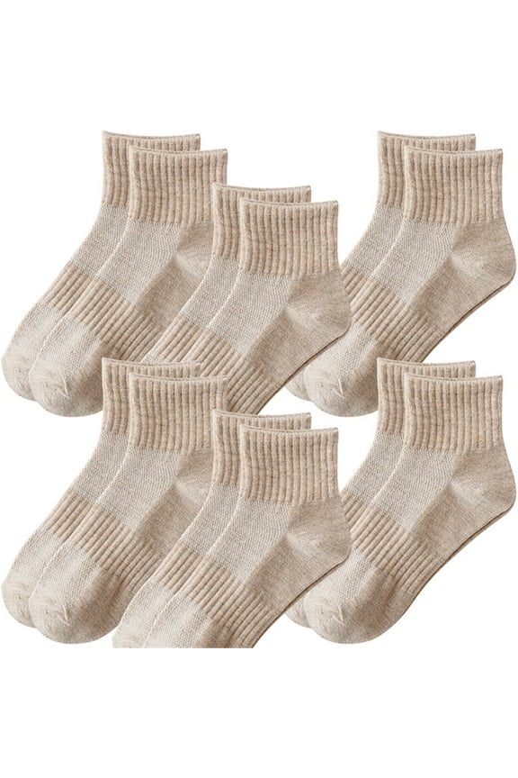 6 Pairs Beige Women's Running Ankle Socks Athletic Sport Socks Cushioned