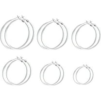 6 Pairs Big Hoop Earrings Set Silver Stainless Steel Hoop Earrings for Women Sensitive Ears