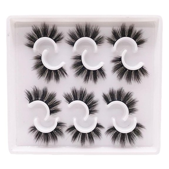 6 Pairs Black Cat Eye Fox Tail False Eyelashes Lightweight Fiber Reusable For Everyday And Party Makeup