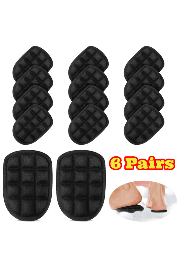 6 Pairs Black Heel Cushions for Pain Relief, Comfort Heel Pads, Shoes Inserts for Women and Men