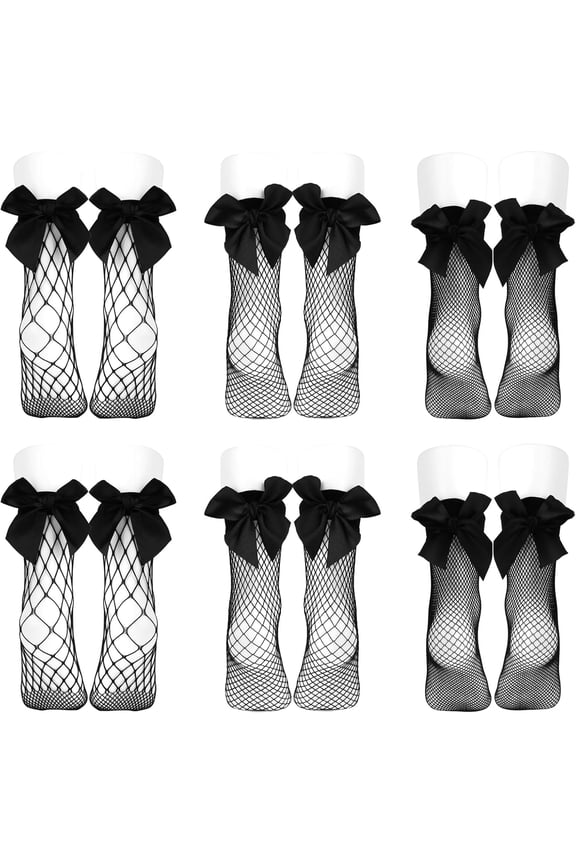 6 Pairs Black Women Fishnet Socks Elastic Short Ankle Socks Dress Hollow Out Mesh Net Socks for Summer Wear Cosplay
