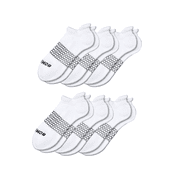 6 Pairs Bombas Mens All-Purpose Performance white Ankle Sock Size Large 9-13