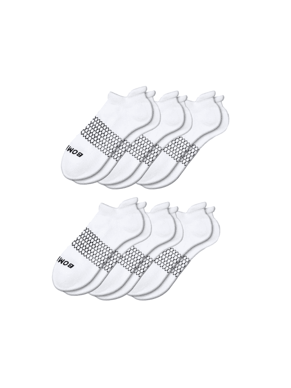 6 Pairs Bombas Women's All-Purpose Performance white Ankle Sock Size Medium