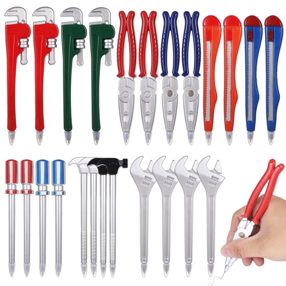 24 Pcs Novelty Tool Ballpoint Pens, Creative Tool-Shaped Pens, Fun Writing Pens, Colorful Stationery Supplies for Coworkers, Ideal for Home, Office, Black Ink