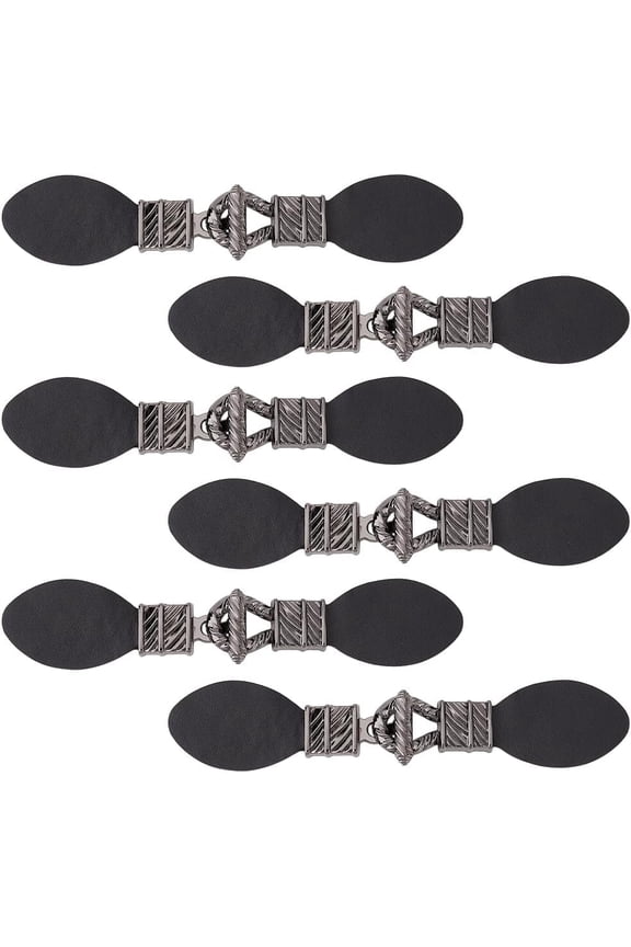 6 Pairs Cardigan Clip Holder Sew on Leather Buckles Leather Clip Buckle Poncho Clasp Pin with Knot Buckle PU Leather Snap Toggle for Poncho Cape Cardigan Wrap Shawl Scarf Accessories