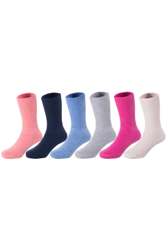 6 Pairs Children's Wool Socks for Boys & Girls. Thick & Warm Socks for Kids Perfect as Winter Snow Sock and All Seasons Size 0M-1Y(Blue,Grey,Navy,Rose,Orange,Beige)