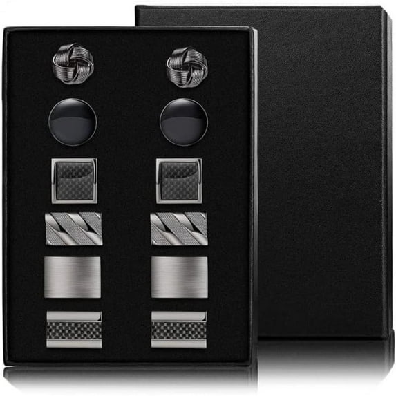 6 Pairs Classic Men's Cufflink Set, Wedding Business Shirt Accessories, Father's Day Gift Box