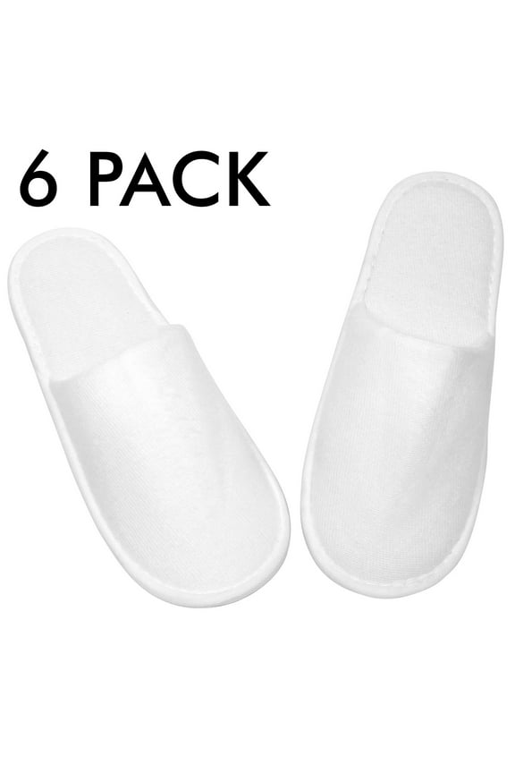 6 Pairs Closed Toe Slippers White Non-Slip US Men Size 13