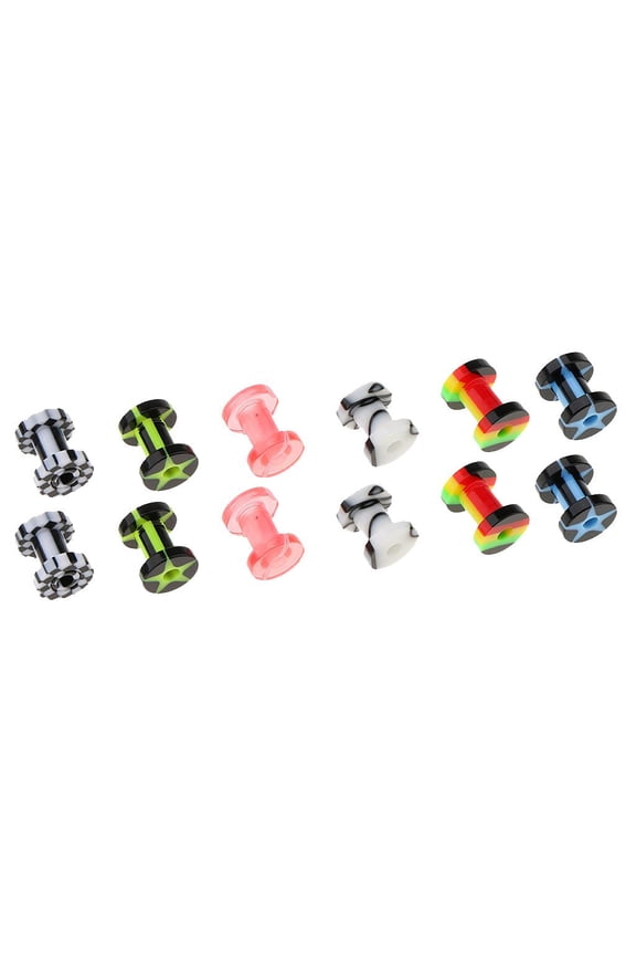 6 Pairs Colorful Acrylic Screw Tunnel Plug Stretcher Expander 5mm