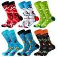 thumbnail image 1 of 6 Pairs Colorful Novelty Crew Socks Soft Cotton Funny Patterned Casual Crazy Dress Socks for Men,Women and Teens, 1 of 12