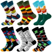 AMITOFO 6 Pairs Colorful Novelty Crew Socks Soft Cotton Funny Patterned Casual Crazy Dress Socks for Men,Women and Teens