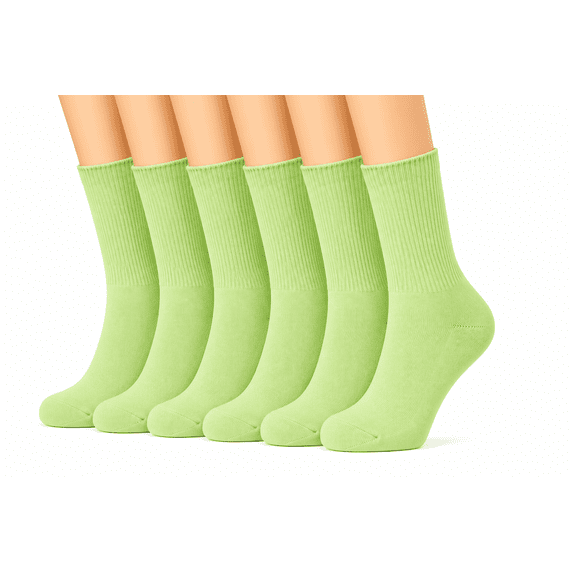 Comfort Crew Socks 6 Pairs for Women, Soft Breathable Stretch Socks, Non Binding Comfortable Fit for Work, Walking & Everyday Wear, Size 7-9