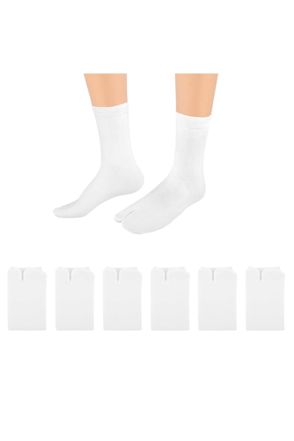 6 Pairs Comfort Split-Toe Socks, Stretchy Cotton Two-Toe Non-Slip Socks for Sandals, Summer, Indoor - Unisex