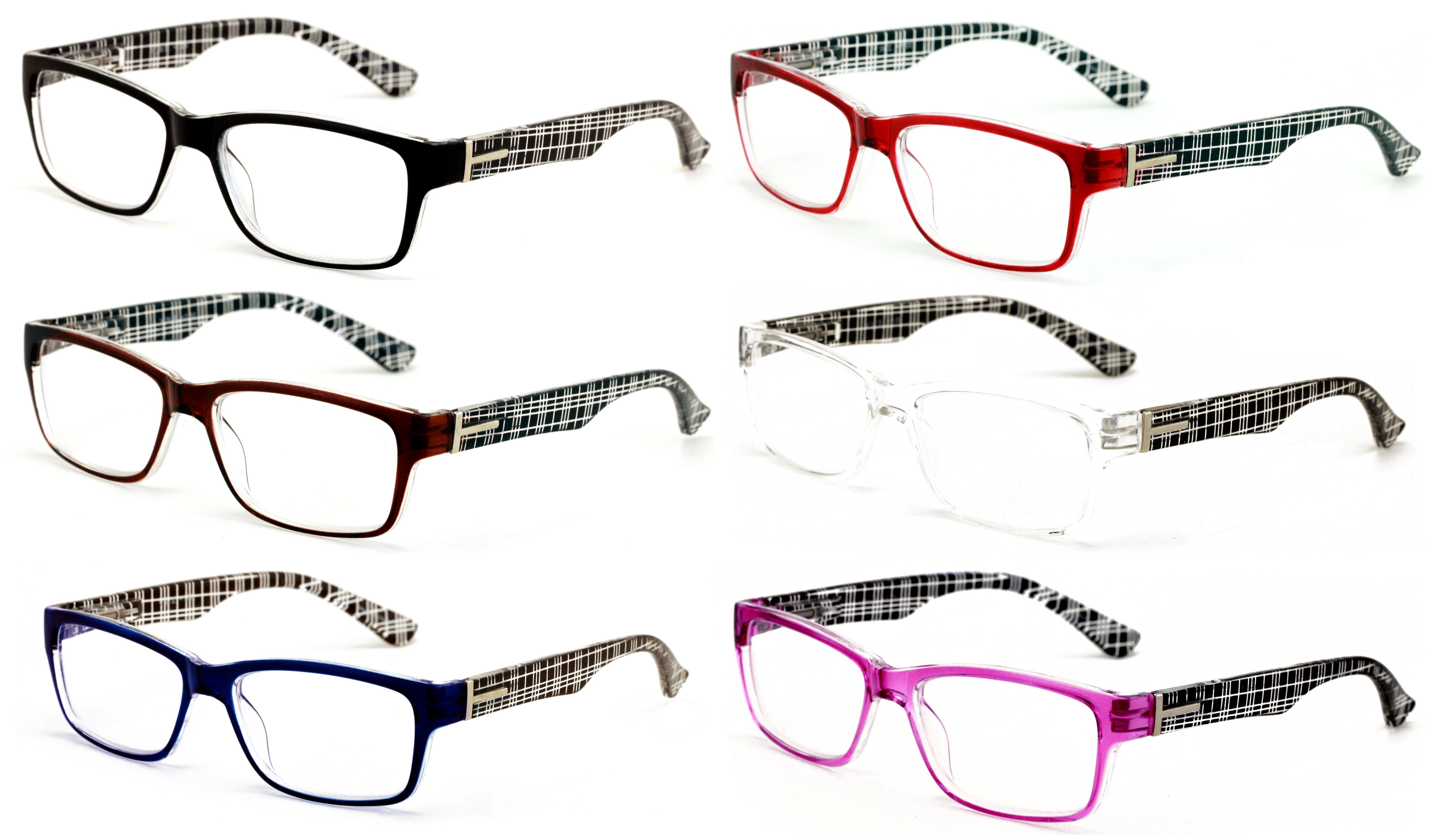 6 Pairs Comfortable Modern Rectangular Lightweight Reading Glasses
