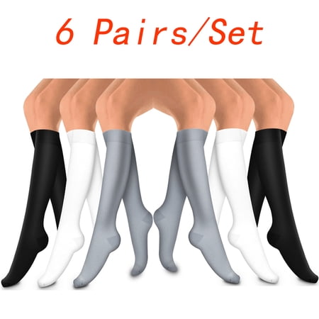 6 Pairs Compression Sock-Compression Sock For Women and Men Circulation -Best for Running,Nursing,Athletic Sports (Black/Gray/White)