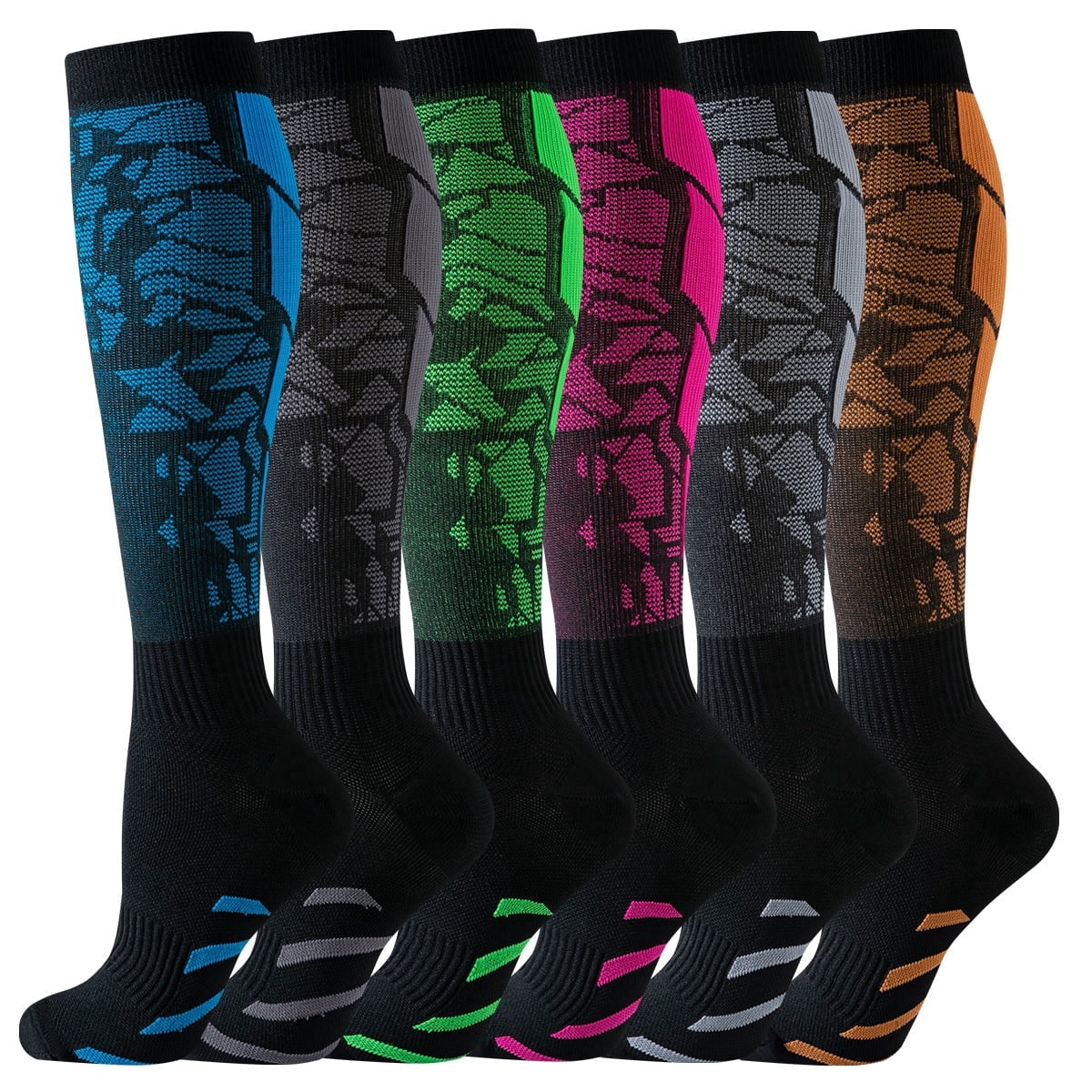 Compaction Socks 6 Pairs Compression Socks, 20-30 mmHg Knee High Compression Socks ...