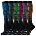 thumbnail image 1 of 6 Pairs Compression Socks, 20-30 mmHg Knee High Compression Socks, Nylon Unisex Compreeion Sport Sock for Running, Nursing, Athletic Hiking(L/XL), Combination D, 1 of 7