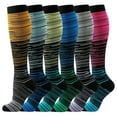 thumbnail image 1 of 6 Pairs Compression Socks, 20-30 mmHg Knee High Compression Socks, Nylon Unisex Compreeion Sport Sock for Running, Nursing, Athletic Hiking(S/M), Combination B, 1 of 6