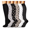 thumbnail image 1 of 6 Pairs Compression Socks, 20-30 mmHg Knee High Compression Socks, Nylon Unisex Compreeion Sport Sock for Running, Nursing, Athletic Hiking(S/M), Combination A, 1 of 6