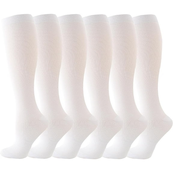 6 Pairs Compression Socks for Women and Men Circulation, 20-30 mmhg Knee High Best Support for Athletic Running, Cycling, Hiking, Medical, Nurse, Recovery