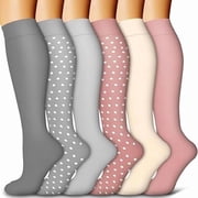 6 Pairs Nylon Compression Socks for Men Women Compression Stocking Best Support for Athletic Travel,Running,Cycling