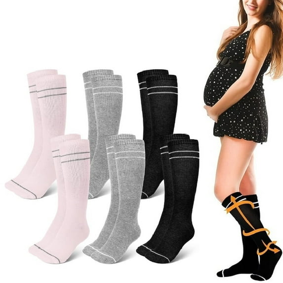 6 Pairs Compression Socks for Women, 20-30mmHg Knee High Sport Socks for Pregnant, Nurse, Running, Cycling
