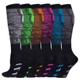 thumbnail image 1 of 6 Pairs Compression Socks for Women & Men，Circulation 15-20 mmHg is Best Support for Athletic Running,Cycling，Travel, 1 of 9