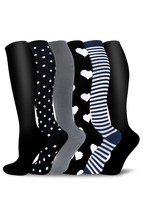 6 Pairs Compression Socks for Women & Men Circulation - Best Support for Nurses,Running,Athletic,Sports
