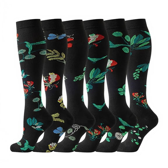 6 Pairs Compression Socks for Women and Men,20-30 mmHg Circulation Support for Nursing Travel Athletic Cycling Running