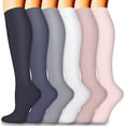 thumbnail image 1 of 6 Pairs Compression Socks for Women and Men, Reliable Support for Running, Athletic, Travel, L/XL, 1 of 7
