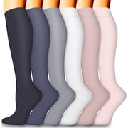 6 Pairs Compression Socks for Women and Men, Reliable Support for Running, Athletic, Travel, S/M