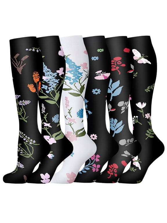 6 Pairs Compression Socks for Women and Men,Circulation Best Support for Athletic Nurses Travel Running