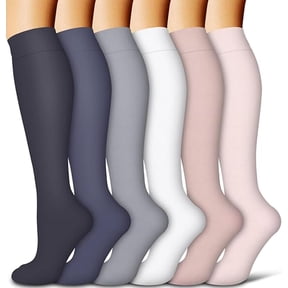 6 Pairs Compression Socks for Women and Men Circulation Sport Compression Knee High Socks for Running,Nursing,Athletic