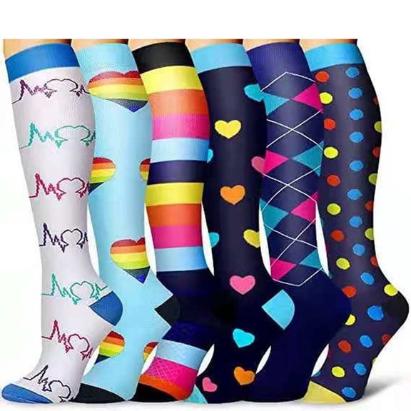 6 Pairs Compression socks for Men and Women Outdoor Sports Running ,Nursing,Ridding Stockings