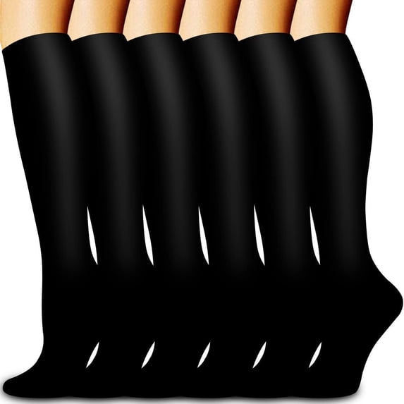 6 Pairs Copper Compression Socks for Women & Men Circulation 15-20 mmHg - Better Blood Flow, Swelling , Best Support for Medical, Running, Nursing