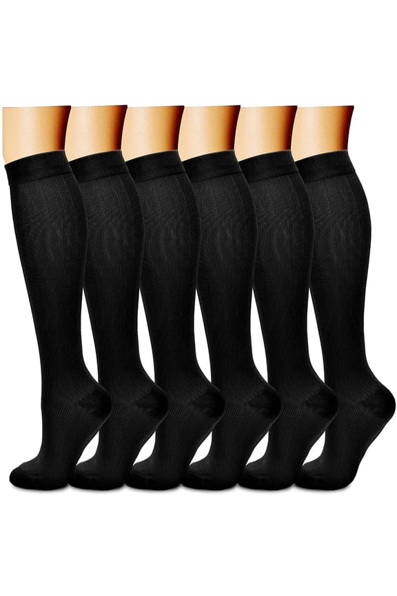 6 Pairs Copper Compression Socks for Women & Men Circulation 15-20 mmHg - Better Blood Flow, Swelling , Best Support for Medical, Running, Nursing