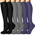 thumbnail image 1 of 6 Pairs Copper Compression Socks for Women & Men Circulation 15-20 mmHg - Better Blood Flow, Swelling , Best Support for Medical, Running, Nursing, 1 of 5