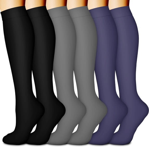 6 Pairs Copper Compression Socks for Women & Men Circulation 15-20 mmHg - Better Blood Flow, Swelling , Best Support for Medical, Running, Nursing