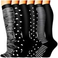 6 Pairs Knee High Copper Compression Socks for Women & Men - 15-20 mmHg ...