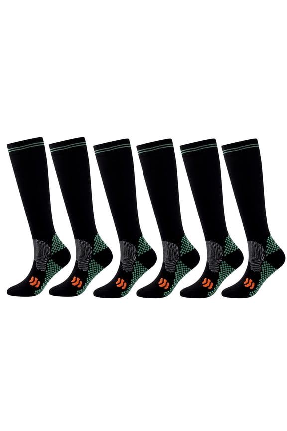 6 Pairs Copper Compression Socks for Women & Men Circulation 15-20 mmhg - Better Blood Flow, Swelling, Best Support for Medical, Running, Nursing