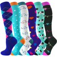 thumbnail image 1 of 6 Pairs Copper Compression Socks for Women & Men Circulation 15-20 mmhg - Better Blood Flow, Swelling, Best Support for Medical, Running, Nursing, 1 of 7