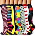 thumbnail image 1 of 6 Pairs Copper Compression Socks for Women & Men Circulation 15-20 mmhg - Better Blood Flow, Swelling, Best Support for Medical, Running, Nursing, 1 of 5