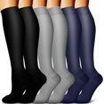 thumbnail image 1 of 6 Pairs Copper Compression Socks for Women & Men Circulation 15-20 mmhg - Better Blood Flow, Swelling, Best Support for Medical, Running, Nursing, 1 of 6