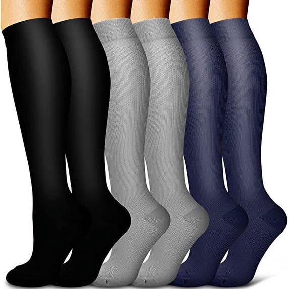 6 Pairs Copper Compression Socks for Women & Men Circulation 15-20 mmhg - Better Blood Flow, Swelling, Best Support for Medical, Running, Nursing