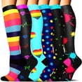 thumbnail image 1 of 6 Pairs Copper Compression Socks for Women & Men Circulation 15-20 mmhg - Better Blood Flow, Swelling, Best Support for Medical, Running, Nursing, 1 of 7