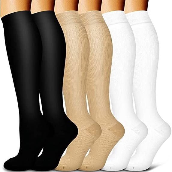 6 Pairs Copper Compression Socks for Women & Men Circulation 15-20 mmhg - Better Blood Flow, Swelling, Best Support for Medical, Running, Nursing